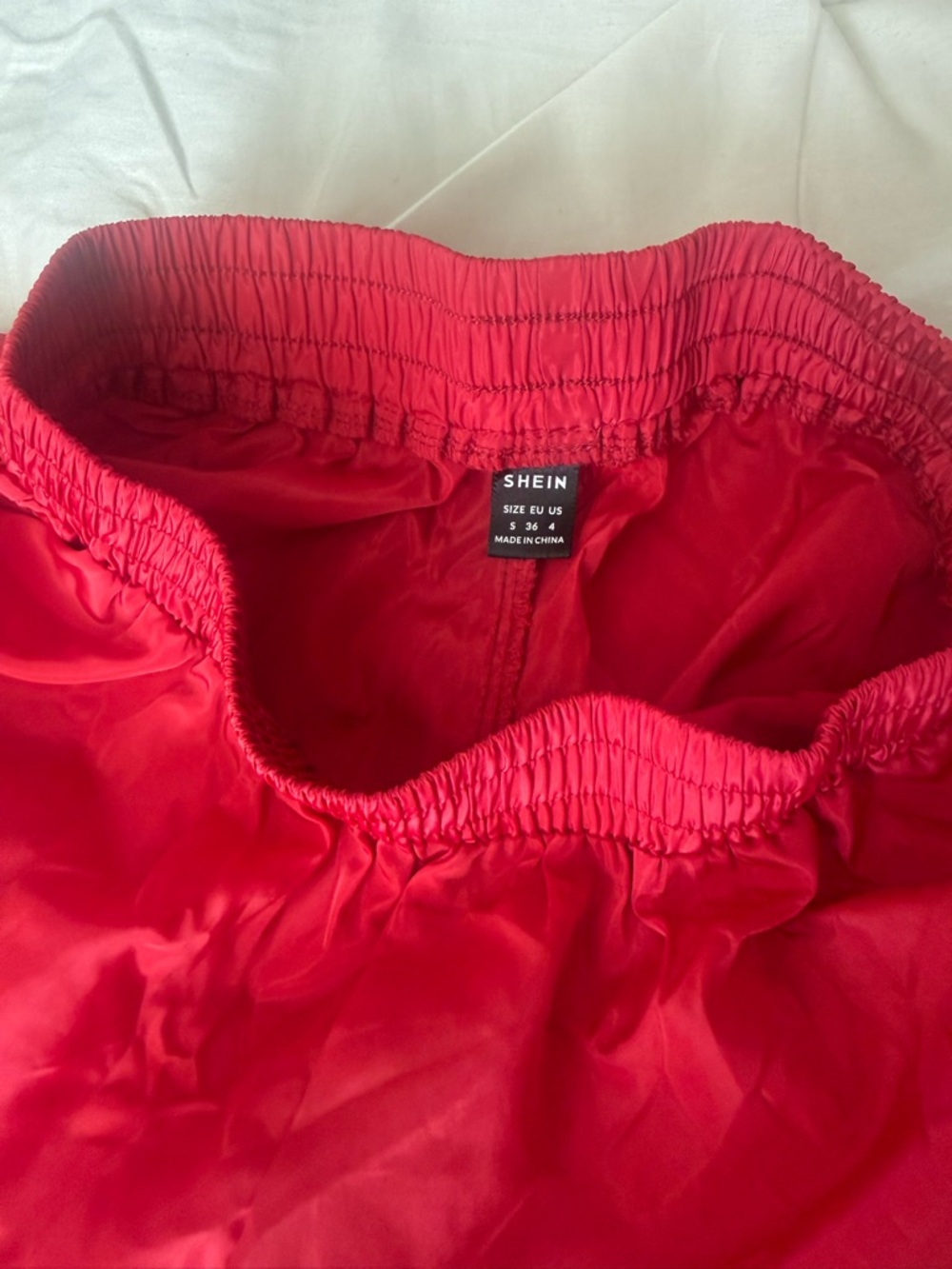 SHEIN Vibrant Red Gathered Elastic Waist Skirt